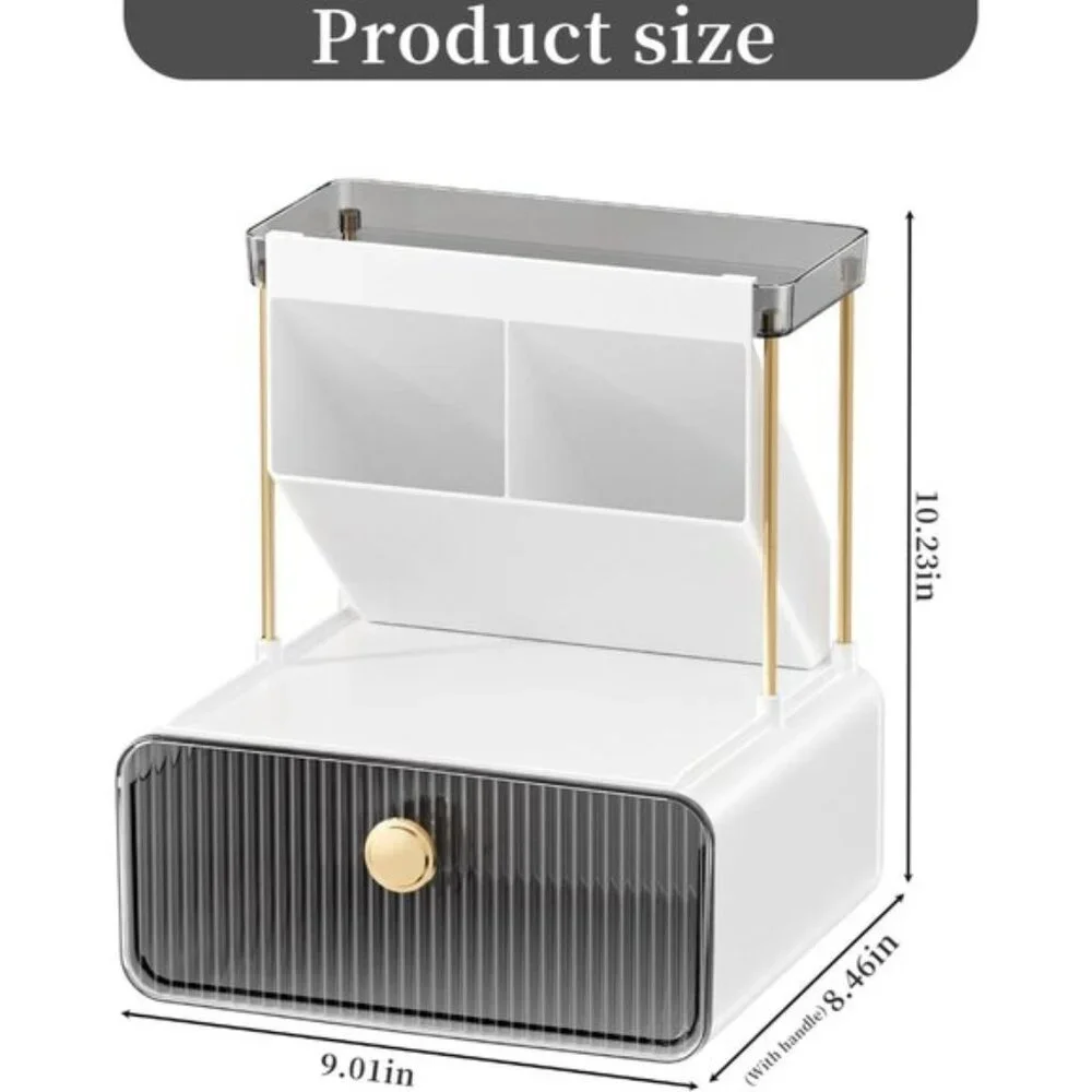 New 2-Tier Amber Makeup Organizer for Versatile Vanity & Room Counter Storage